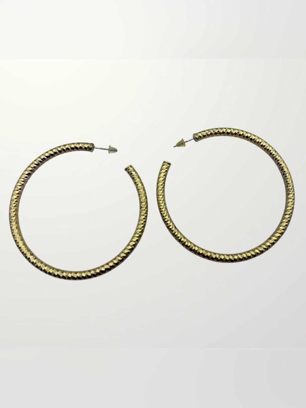Gold-Tone Etched Hoop Earrings